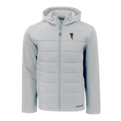 Atlanta Falcons Cutter & Buck Throwback Evoke Hybrid Eco Softshell Recycled Full-Zip Hoodie Jacket Gray