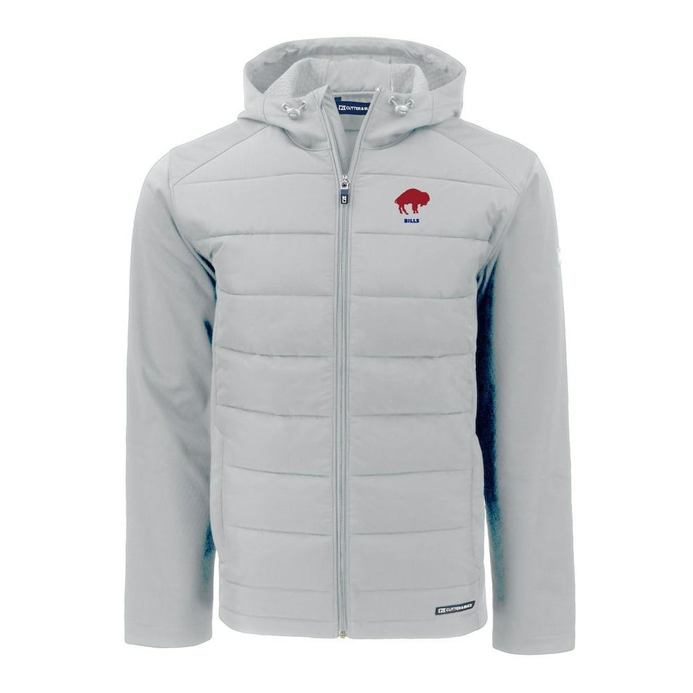 Buffalo Bills Cutter & Buck Throwback Evoke Hybrid Eco Softshell Recycled Full-Zip Hoodie Jacket Gray