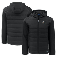 Cleveland Browns Cutter & Buck Throwback Evoke Hybrid Eco Softshell Recycled Full-Zip Hoodie Jacket Black