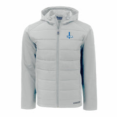 Detroit Lions Cutter & Buck Throwback Evoke Hybrid Eco Softshell Recycled Full-Zip Hoodie Jacket Gray