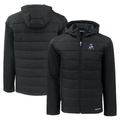 New England Patriots Cutter & Buck Throwback Evoke Hybrid Eco Softshell Recycled Full-Zip Hoodie Jacket Black