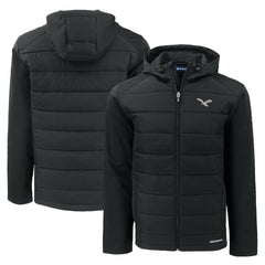 Philadelphia Eagles Cutter & Buck Throwback Evoke Hybrid Eco Softshell Recycled Full-Zip Hoodie Jacket Black