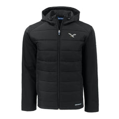 Philadelphia Eagles Cutter & Buck Throwback Evoke Hybrid Eco Softshell Recycled Full-Zip Hoodie Jacket Black