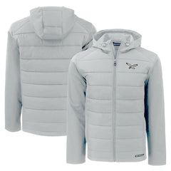 Philadelphia Eagles Cutter & Buck Throwback Evoke Hybrid Eco Softshell Recycled Full-Zip Hoodie Jacket Gray