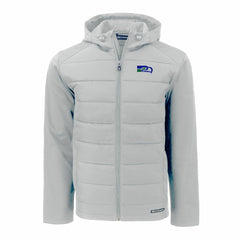 Seattle Seahawks Cutter & Buck Throwback Evoke Hybrid Eco Softshell Recycled Full-Zip Hoodie Jacket Gray