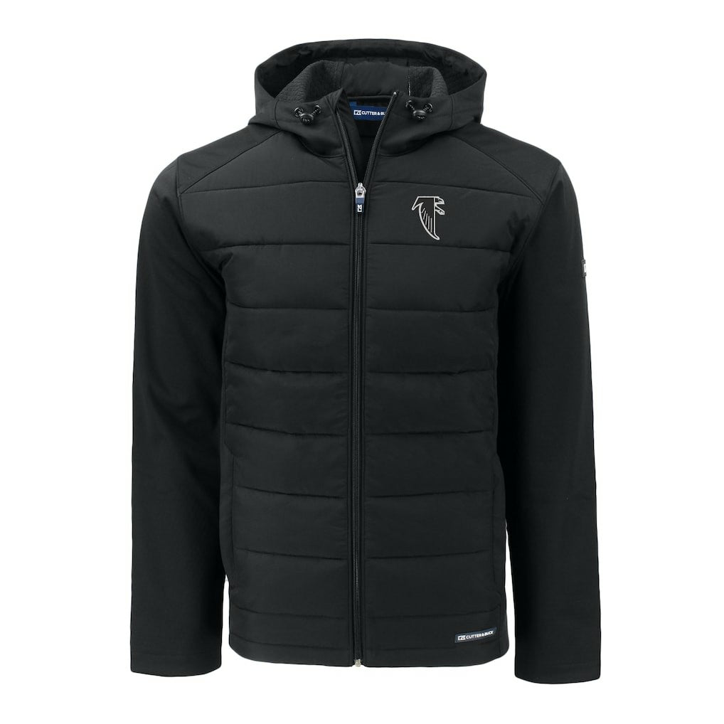 Atlanta Falcons Cutter & Buck Throwback Big & Tall Evoke Hybrid Eco Softshell Recycled Full-Zip Jacket Black