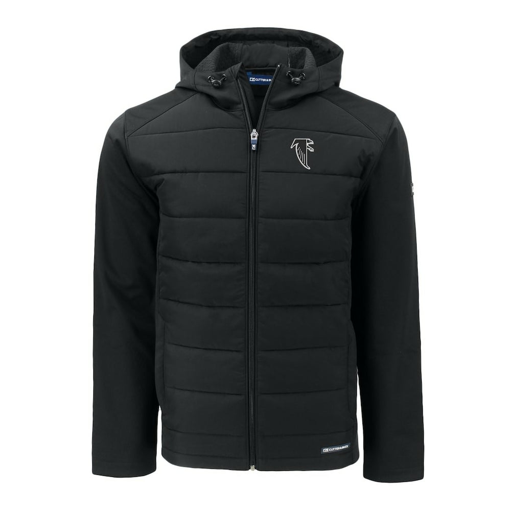 Atlanta Falcons Cutter & Buck Throwback Big & Tall Evoke Hybrid Eco Softshell Recycled Full-Zip Jacket Black