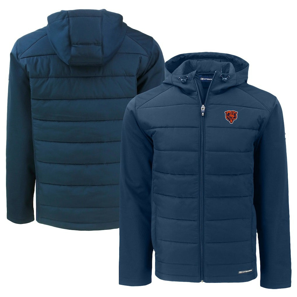Chicago Bears Cutter & Buck Throwback Big & Tall Evoke Hybrid Eco Softshell Recycled Full-Zip Jacket Navy