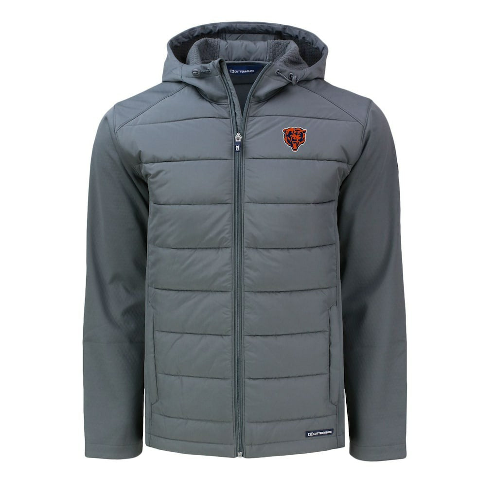 Chicago Bears Cutter & Buck Throwback Big & Tall Evoke Hybrid Eco Softshell Recycled Full-Zip Jacket Gray