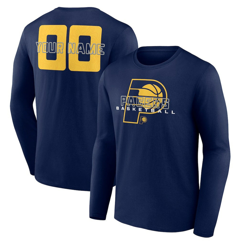 Indiana Pacers Stellar Personalized Name & Number Long Sleeve T-Shirt Navy