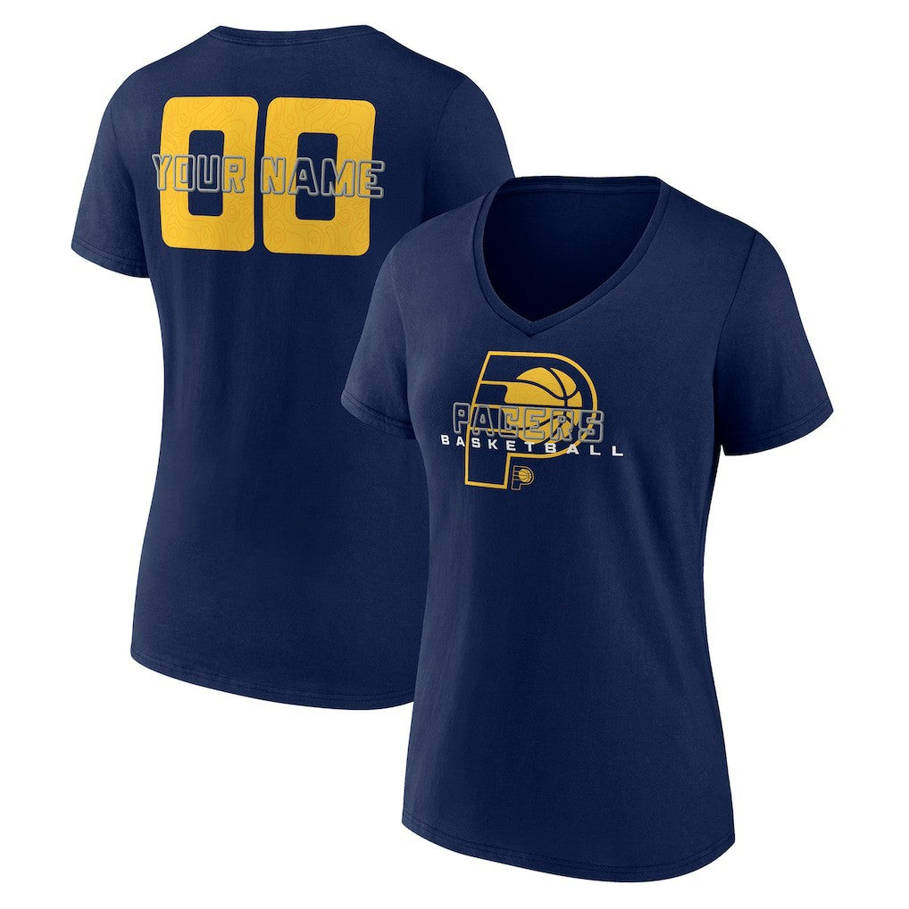 Indiana Pacers Women's Stellar Personalized Name & Number V-Neck T-Shirt Navy