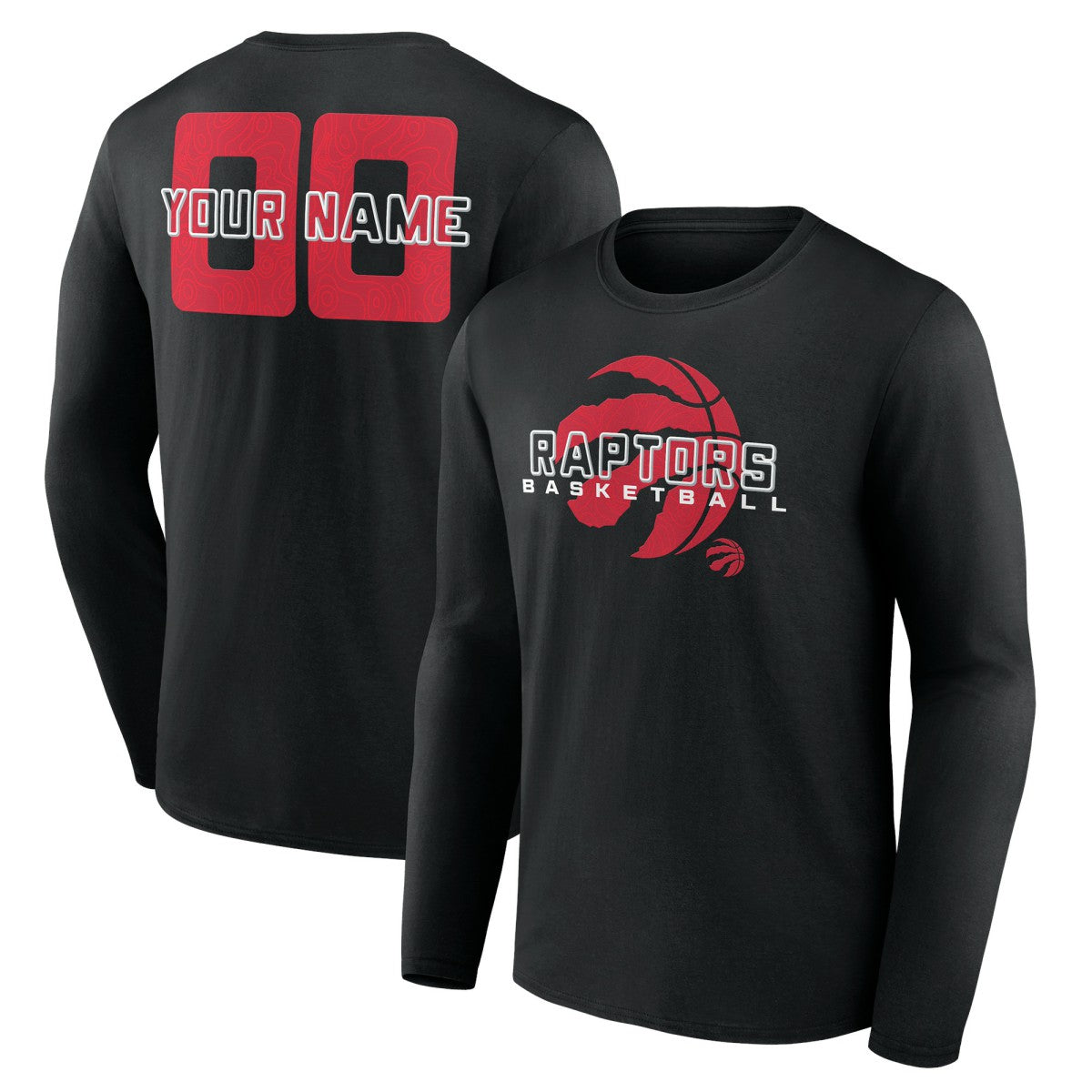 Toronto Raptors Stellar Personalized Name & Number Long Sleeve T-Shirt Black
