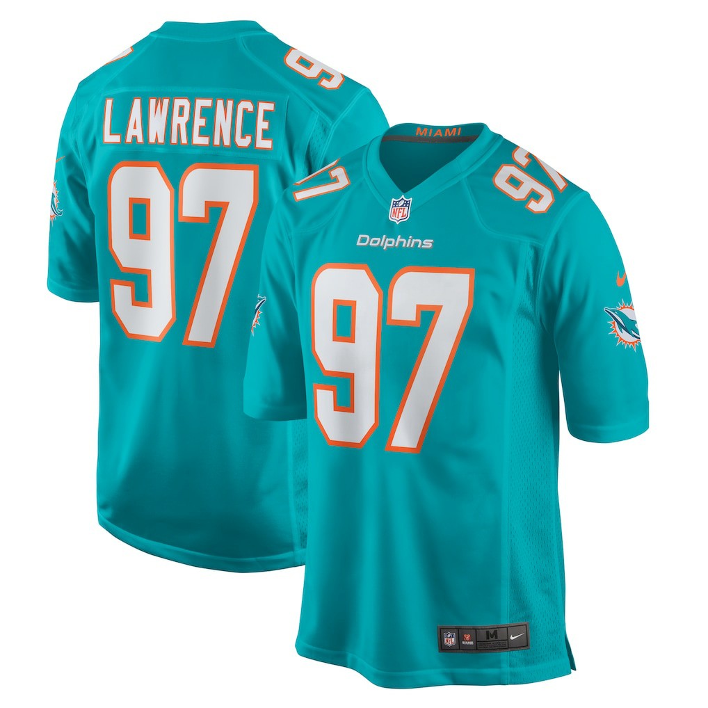 Nike Rashard Lawrence Miami Dolphins Team Game Jersey Aqua
