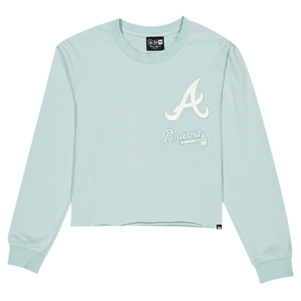 Atlanta Braves New Era Women's Breeze Logo Select Cropped Long Sleeve T-Shirt - Mint - New Era Lifestyle
