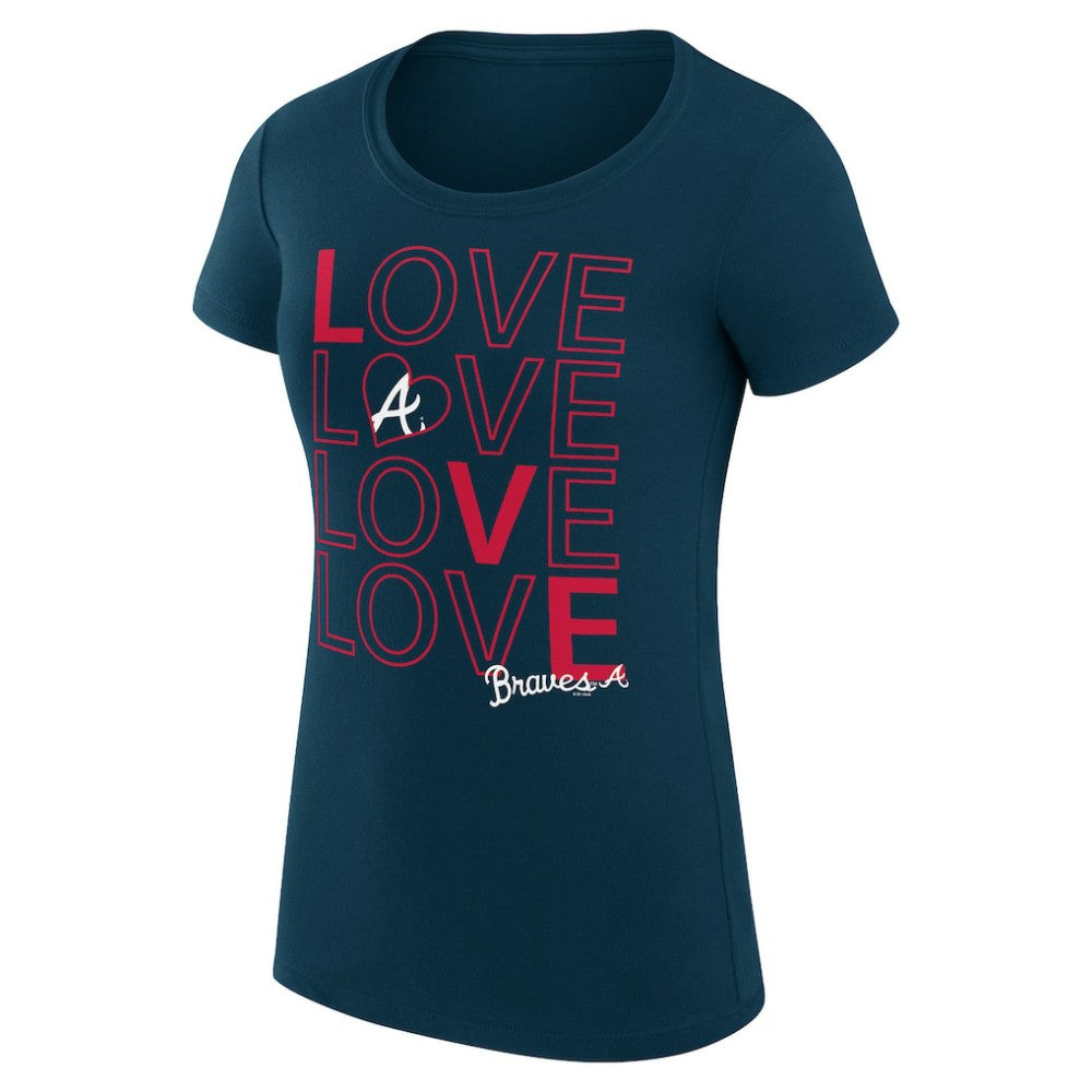 Atlanta Braves G-III 4Her by Carl Banks Women's Super-Slim Fit Lightweight Love Graphic Team T-Shirt - Navy - MLB Sale