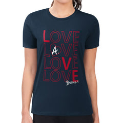 Atlanta Braves G-III 4Her by Carl Banks Women's Super-Slim Fit Lightweight Love Graphic Team T-Shirt - Navy - MLB Sale