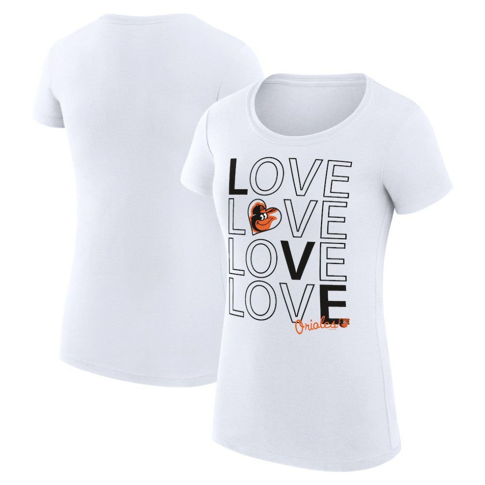 Baltimore Orioles G-III 4Her by Carl Banks Women's Super-Slim Fit Lightweight Love Graphic Team T-Shirt - White - MLB Discount