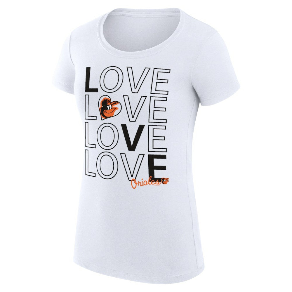 Baltimore Orioles G-III 4Her by Carl Banks Women's Super-Slim Fit Lightweight Love Graphic Team T-Shirt - White - MLB Discount