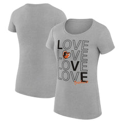 Baltimore Orioles G-III 4Her by Carl Banks Women's Super-Slim Fit Lightweight Love Graphic Team T-Shirt - Heather Gray - MLB Online