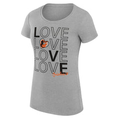 Baltimore Orioles G-III 4Her by Carl Banks Women's Super-Slim Fit Lightweight Love Graphic Team T-Shirt - Heather Gray - MLB Online