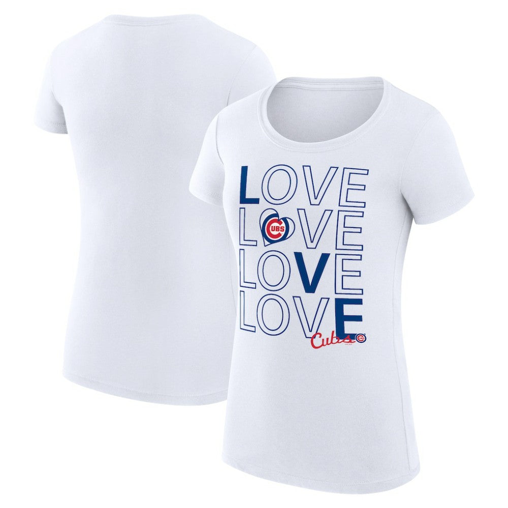 Chicago Cubs G-III 4Her by Carl Banks Women's Super-Slim Fit Lightweight Love Graphic Team T-Shirt - White - MLB Lifestyle