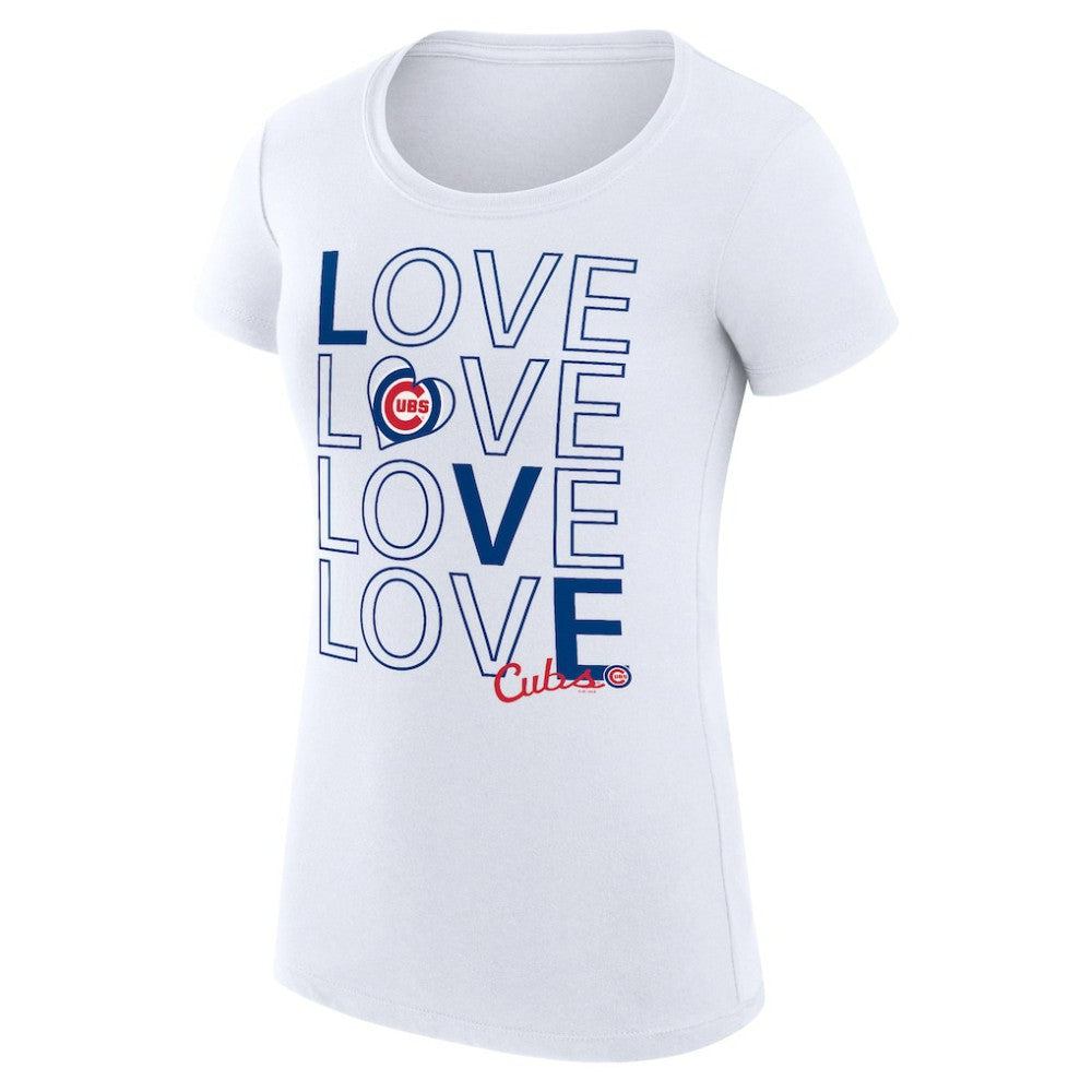 Chicago Cubs G-III 4Her by Carl Banks Women's Super-Slim Fit Lightweight Love Graphic Team T-Shirt - White - MLB Lifestyle