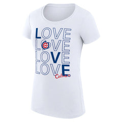 Chicago Cubs G-III 4Her by Carl Banks Women's Super-Slim Fit Lightweight Love Graphic Team T-Shirt - White - MLB Lifestyle