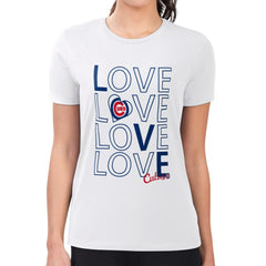 Chicago Cubs G-III 4Her by Carl Banks Women's Super-Slim Fit Lightweight Love Graphic Team T-Shirt - White - MLB Lifestyle