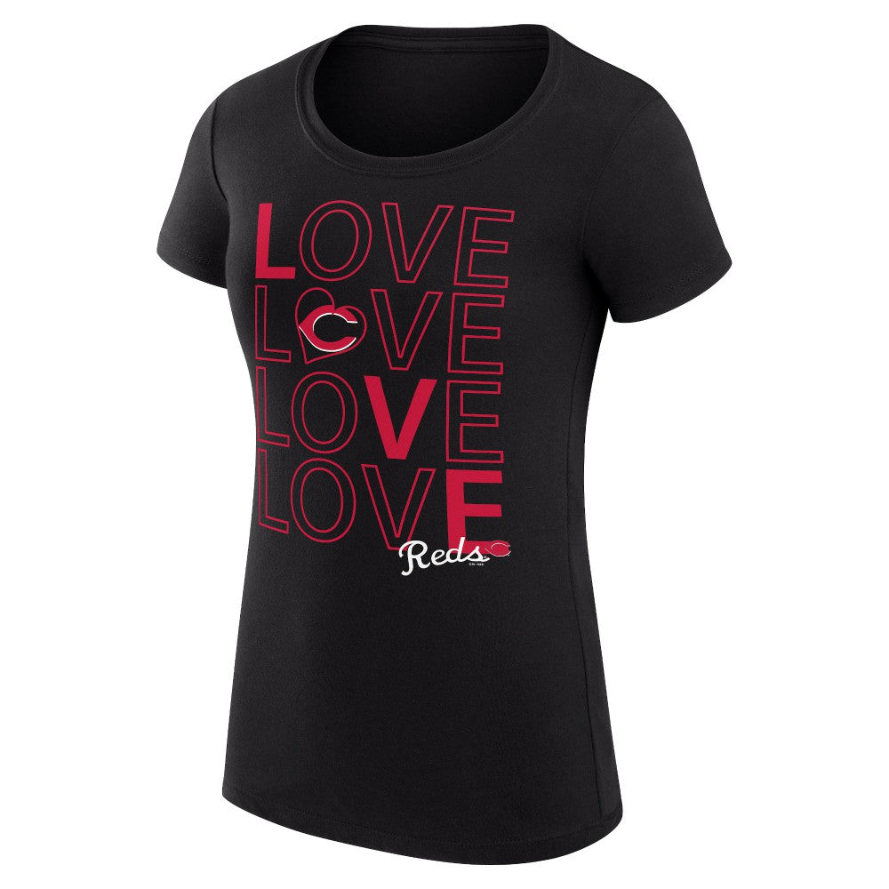 Cincinnati Reds G-III 4Her by Carl Banks Women's Super-Slim Fit Lightweight Love Graphic Team T-Shirt - Black - MLB Sale