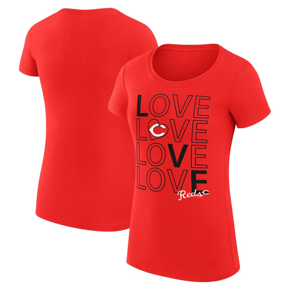 Cincinnati Reds G-III 4Her by Carl Banks Women's Super-Slim Fit Lightweight Love Graphic Team T-Shirt - Red - MLB Discount