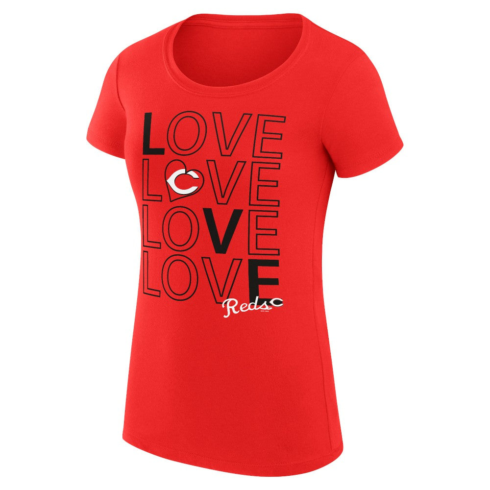Cincinnati Reds G-III 4Her by Carl Banks Women's Super-Slim Fit Lightweight Love Graphic Team T-Shirt - Red - MLB Discount