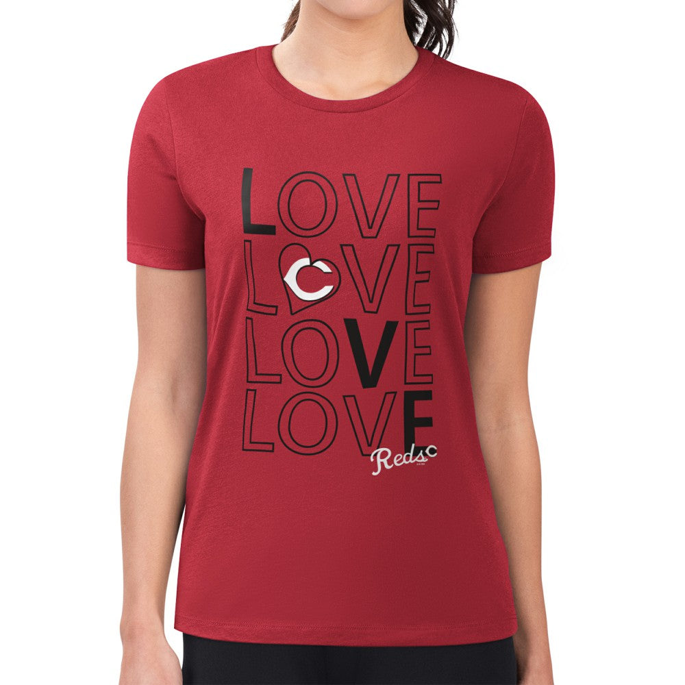 Cincinnati Reds G-III 4Her by Carl Banks Women's Super-Slim Fit Lightweight Love Graphic Team T-Shirt - Red - MLB Discount