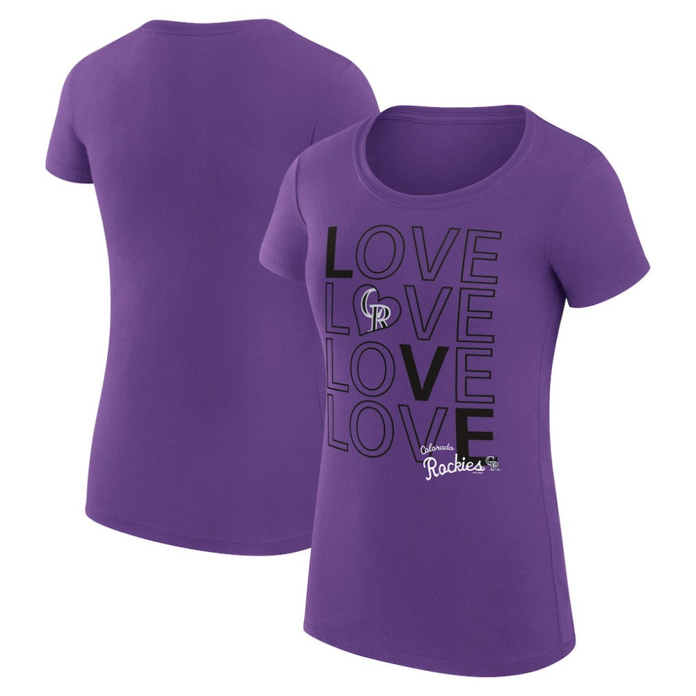 Colorado Rockies G-III 4Her by Carl Banks Women's Super-Slim Fit Lightweight Love Graphic Team T-Shirt - Purple - MLB on Sale
