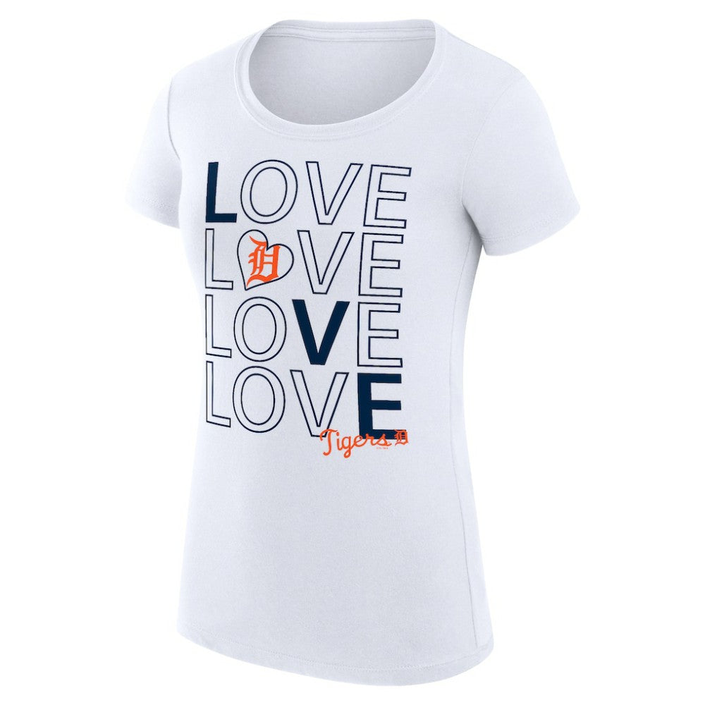 Detroit Tigers G-III 4Her by Carl Banks Women's Super-Slim Fit Lightweight Love Graphic Team T-Shirt - White - MLB on Sale