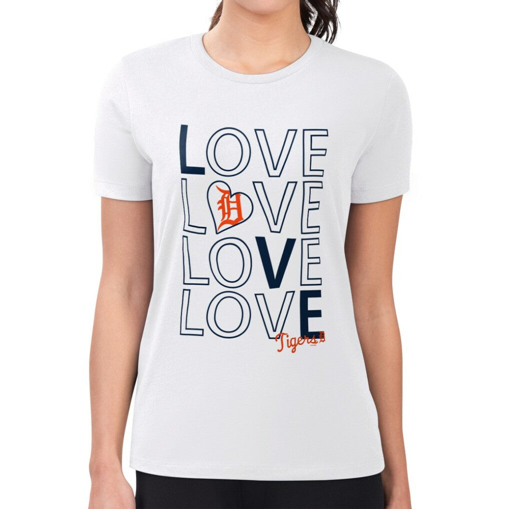 Detroit Tigers G-III 4Her by Carl Banks Women's Super-Slim Fit Lightweight Love Graphic Team T-Shirt - White - MLB on Sale