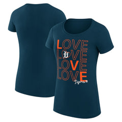 Detroit Tigers G-III 4Her by Carl Banks Women's Super-Slim Fit Lightweight Love Graphic Team T-Shirt - Navy - MLB Lifestyle