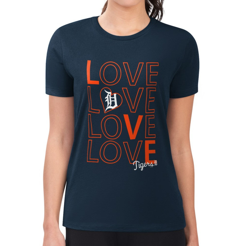 Detroit Tigers G-III 4Her by Carl Banks Women's Super-Slim Fit Lightweight Love Graphic Team T-Shirt - Navy - MLB Lifestyle