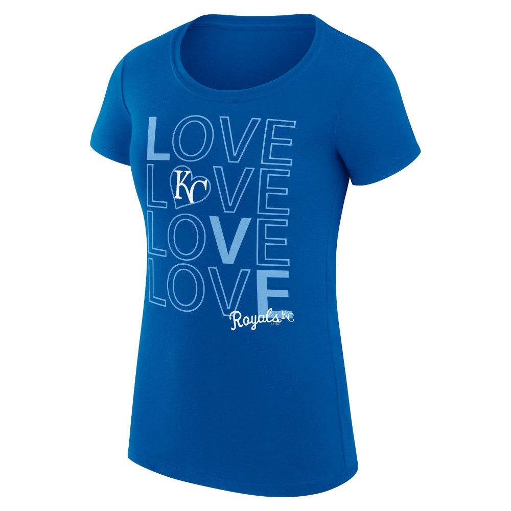 Kansas City Royals G-III 4Her by Carl Banks Women's Super-Slim Fit Lightweight Love Graphic Team T-Shirt - Royal - MLB Lifestyle