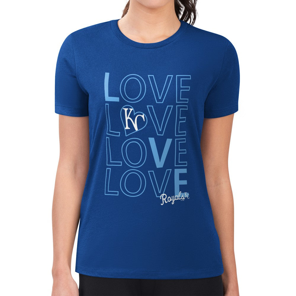 Kansas City Royals G-III 4Her by Carl Banks Women's Super-Slim Fit Lightweight Love Graphic Team T-Shirt - Royal - MLB Lifestyle