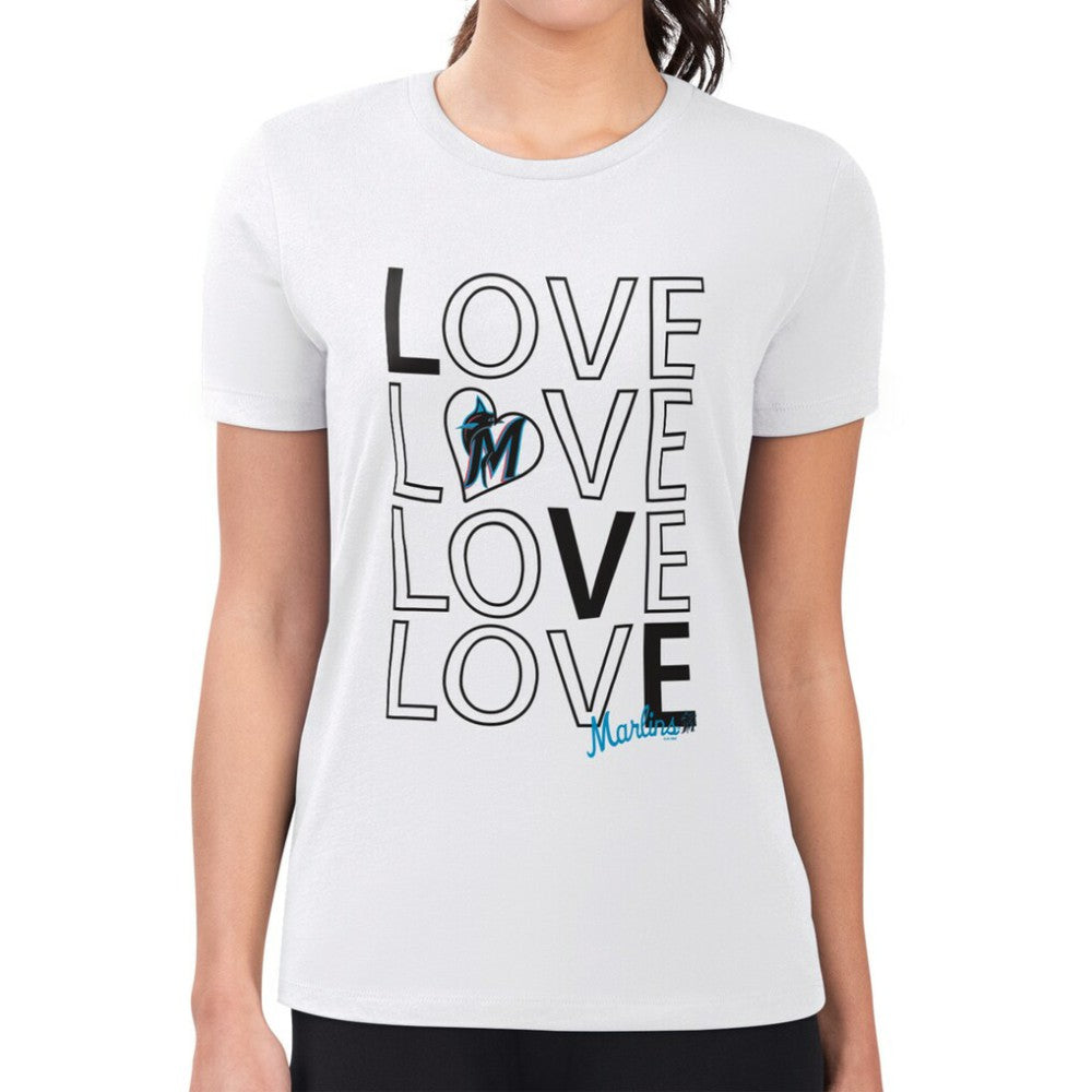 Miami Marlins G-III 4Her by Carl Banks Women's Super-Slim Fit Lightweight Love Graphic Team T-Shirt - White - MLB Online