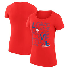 Philadelphia Phillies G-III 4Her by Carl Banks Women's Super-Slim Fit Lightweight Love Graphic Team T-Shirt - Red - MLB on Sale