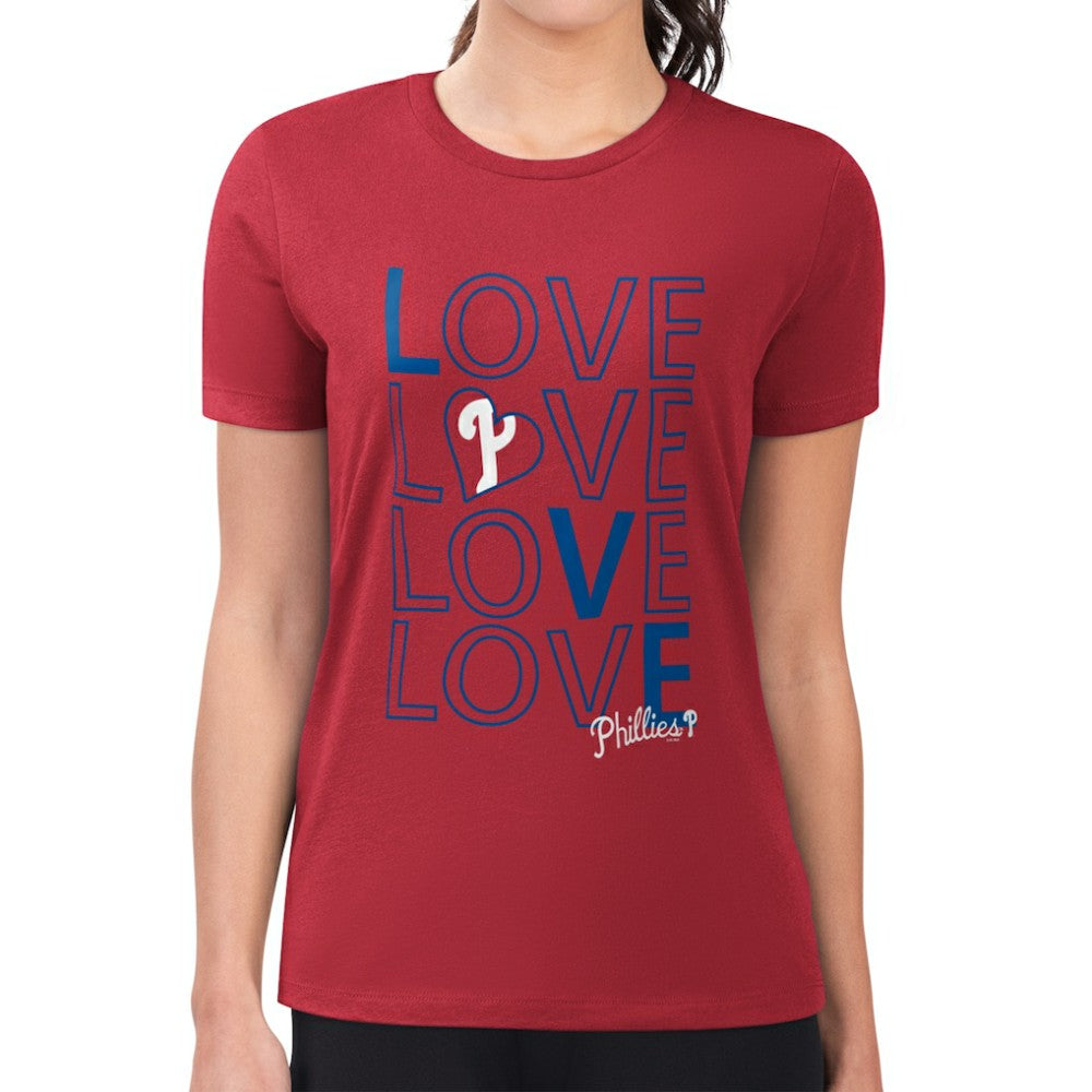 Philadelphia Phillies G-III 4Her by Carl Banks Women's Super-Slim Fit Lightweight Love Graphic Team T-Shirt - Red - MLB on Sale