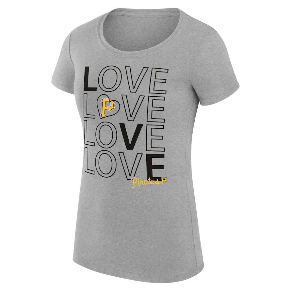 Pittsburgh Pirates G-III 4Her by Carl Banks Women's Super-Slim Fit Lightweight Love Graphic Team T-Shirt - Heather Gray - MLB Sale