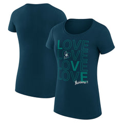 Seattle Mariners G-III 4Her by Carl Banks Women's Super-Slim Fit Lightweight Love Graphic Team T-Shirt - Navy - MLB on Sale