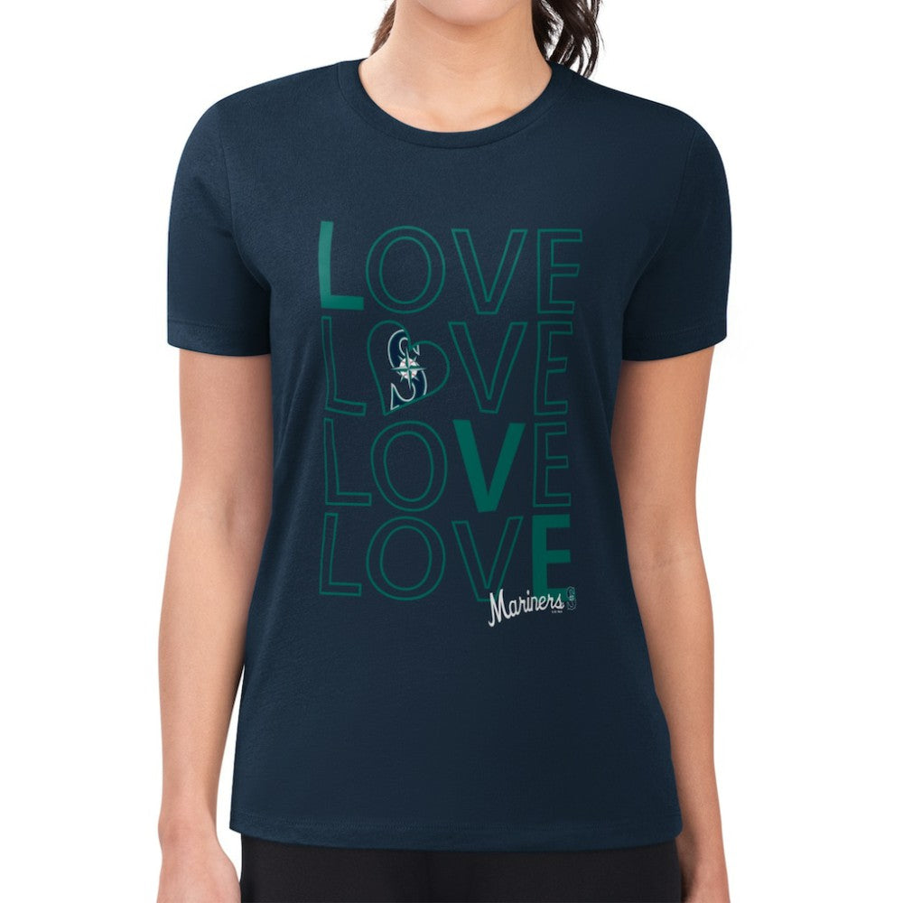 Seattle Mariners G-III 4Her by Carl Banks Women's Super-Slim Fit Lightweight Love Graphic Team T-Shirt - Navy - MLB on Sale