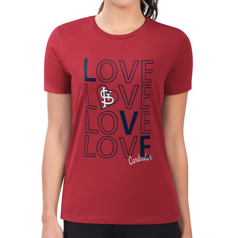 St. Louis Cardinals G-III 4Her by Carl Banks Women's Super-Slim Fit Lightweight Love Graphic Team T-Shirt - Red - MLB on Sale