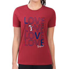 Texas Rangers G-III 4Her by Carl Banks Women's Super-Slim Fit Lightweight Love Graphic Team T-Shirt - Red - MLB Online