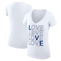 Los Angeles Dodgers G-III 4Her by Carl Banks Women's Super-Slim Fit Lightweight Love Graphic Team V-Neck T-Shirt - White - MLB on Sale