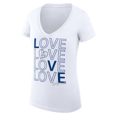 Los Angeles Dodgers G-III 4Her by Carl Banks Women's Super-Slim Fit Lightweight Love Graphic Team V-Neck T-Shirt - White - MLB on Sale