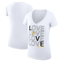 Pittsburgh Pirates G-III 4Her by Carl Banks Women's Super-Slim Fit Lightweight Love Graphic Team V-Neck T-Shirt - White - MLB Sale